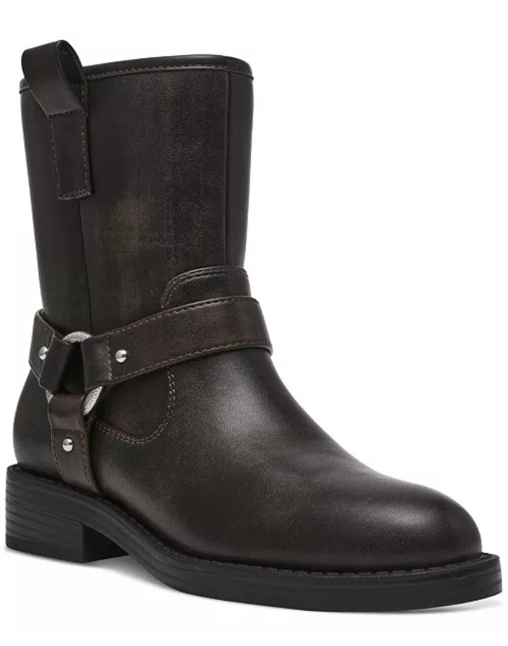 DV by Dolce Vita Womens Poca Harness-Strap Moto Boots Size 7 M Brown NWOB